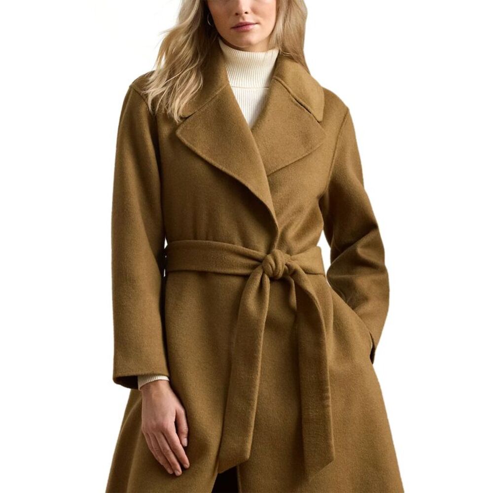 Lauren Ralph Lauren Womens Double Faced Wool Blend Wrap Coat 6 Honey - NWT $495 - Picture 4 of 7